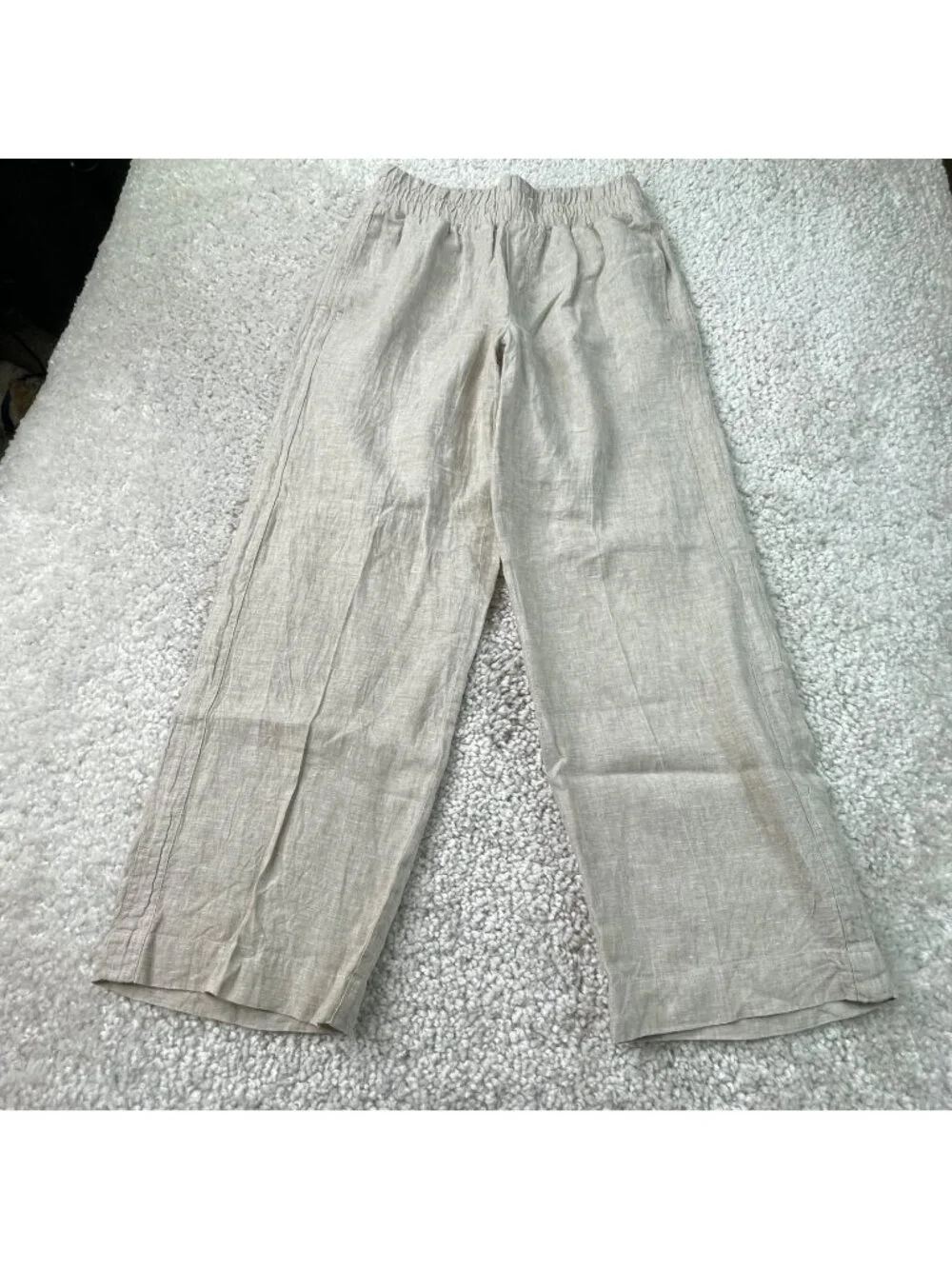 Quince European Linen Wide Leg Pants Beige Womens Medium NO DRAWSTRING